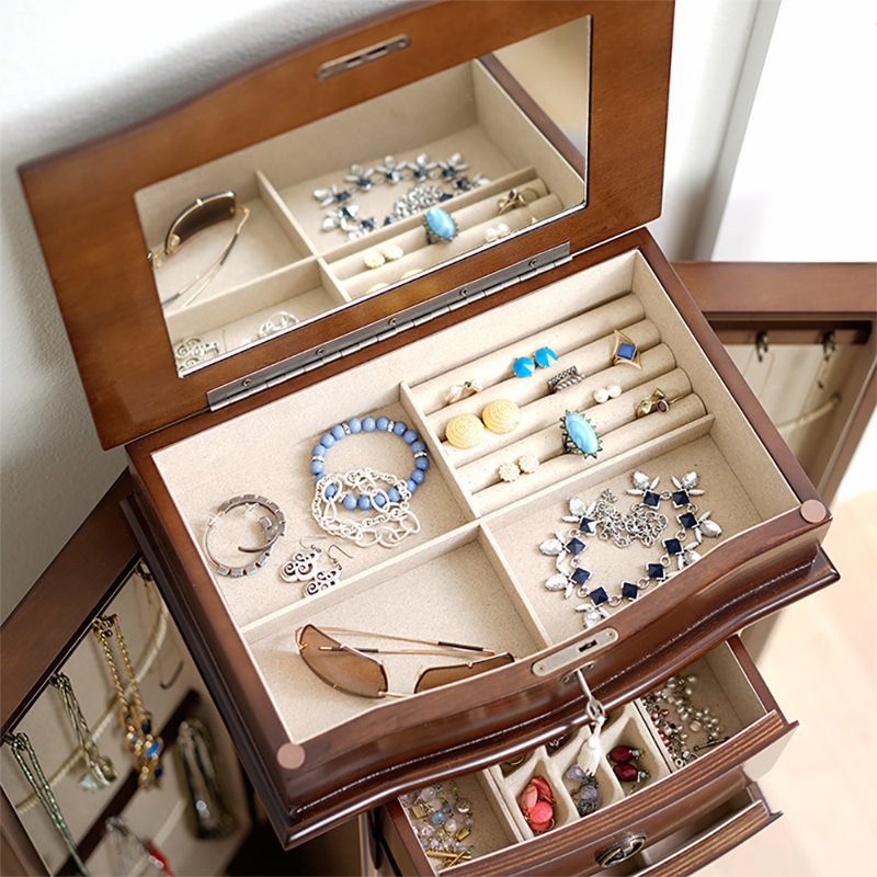 Alcott Hill Argueta Jewelry Armoire with Mirror Reviews Wayfair